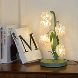 Norellea | Floral Glass Table Lamp with Green Stem Base and G4 Lighting