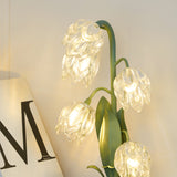 Norellea | Floral Glass Table Lamp with Green Stem Base and G4 Lighting