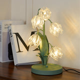 Norellea | Floral Glass Table Lamp with Green Stem Base and G4 Lighting