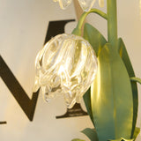 Norellea | Floral Glass Table Lamp with Green Stem Base and G4 Lighting