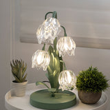 Norellea | Floral Glass Table Lamp with Green Stem Base and G4 Lighting