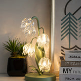 Norellea | Floral Glass Table Lamp with Green Stem Base and G4 Lighting