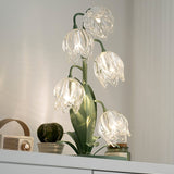 Norellea | Floral Glass Table Lamp with Green Stem Base and G4 Lighting