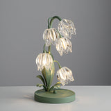 Norellea | Floral Glass Table Lamp with Green Stem Base and G4 Lighting