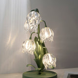 Norellea | Floral Glass Table Lamp with Green Stem Base and G4 Lighting