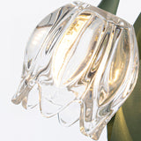 Norellea | Floral Glass Table Lamp with Green Stem Base and G4 Lighting