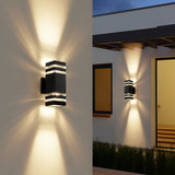 Liorena | Modern Up Down Outdoor Wall Light with Aluminium Frame and Glass Panels for Entrances and Patios