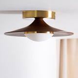Sorevi | Minimalist Walnut & Gold Ceiling Light with Integrated LED for Modern Interiors