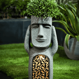 Velourin | Solar Easter Island Sculpture Set of 3 with Warm LED Glow for Garden, Lawn and Patio