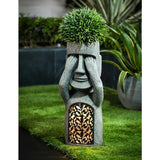 Velourin | Solar Easter Island Sculpture Set of 3 with Warm LED Glow for Garden, Lawn and Patio