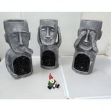 Velourin | Solar Easter Island Sculpture Set of 3 with Warm LED Glow for Garden, Lawn and Patio