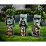 Velourin | Solar Easter Island Sculpture Set of 3 with Warm LED Glow for Garden, Lawn and Patio