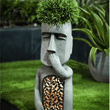 Velourin | Solar Easter Island Sculpture Set of 3 with Warm LED Glow for Garden, Lawn and Patio