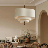 Neraya | Japandi Fabric Pendant Light with Wooden Detail for Soft Ambient Lighting