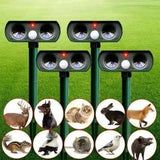 Luvo | Solar Animal Repeller with Ultrasonic Motion Detection and LED Flash for Garden and Lawn