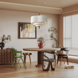 Neraya | Japandi Fabric Pendant Light with Wooden Detail for Soft Ambient Lighting