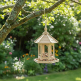 Loraine | Decorative Wooden Bird Seed Feeder with Built-In Hook for Garden, Patio and Yard Use