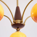 Elanorae | Timeless Wooden & Brass Chandelier with Warm Glass Shades