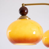 Elanorae | Timeless Wooden & Brass Chandelier with Warm Glass Shades