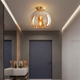 Noraya | Modern Copper Glass Ceiling Light with E27 Fitting for Hallway and Bedroom Lighting