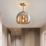 Noraya | Modern Copper Glass Ceiling Light with E27 Fitting for Hallway and Bedroom Lighting