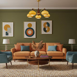 Elanorae | Timeless Wooden & Brass Chandelier with Warm Glass Shades