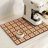 Pluvio | Coffee Drying Mat Absorbent Kitchen Mat Anti Slip Sink Mat for Coffee Bar and Kitchen Counter