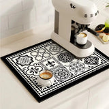 Pluvio | Coffee Drying Mat Absorbent Kitchen Mat Anti Slip Sink Mat for Coffee Bar and Kitchen Counter