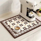 Pluvio | Coffee Drying Mat Absorbent Kitchen Mat Anti Slip Sink Mat for Coffee Bar and Kitchen Counter
