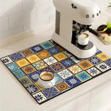 Pluvio | Coffee Drying Mat Absorbent Kitchen Mat Anti Slip Sink Mat for Coffee Bar and Kitchen Counter
