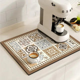 Pluvio | Coffee Drying Mat Absorbent Kitchen Mat Anti Slip Sink Mat for Coffee Bar and Kitchen Counter