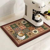 Pluvio | Coffee Drying Mat Absorbent Kitchen Mat Anti Slip Sink Mat for Coffee Bar and Kitchen Counter