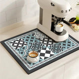 Pluvio | Coffee Drying Mat Absorbent Kitchen Mat Anti Slip Sink Mat for Coffee Bar and Kitchen Counter