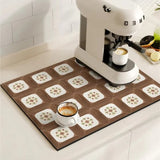 Pluvio | Coffee Drying Mat Absorbent Kitchen Mat Anti Slip Sink Mat for Coffee Bar and Kitchen Counter