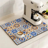 Pluvio | Coffee Drying Mat Absorbent Kitchen Mat Anti Slip Sink Mat for Coffee Bar and Kitchen Counter