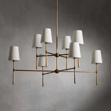 Nuvira | Mid-Century Brass Chandelier with Sculpted Linen Shades