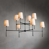Nuvira | Mid-Century Brass Chandelier with Sculpted Linen Shades