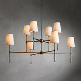 Nuvira | Mid-Century Brass Chandelier with Sculpted Linen Shades