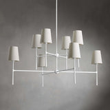 Nuvira | Mid-Century Brass Chandelier with Sculpted Linen Shades