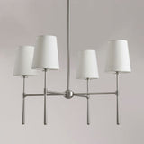 Nuvira | Mid-Century Brass Chandelier with Sculpted Linen Shades