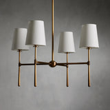 Nuvira | Mid-Century Brass Chandelier with Sculpted Linen Shades