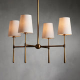 Nuvira | Mid-Century Brass Chandelier with Sculpted Linen Shades
