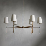 Nuvira | Mid-Century Brass Chandelier with Sculpted Linen Shades