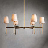 Nuvira | Mid-Century Brass Chandelier with Sculpted Linen Shades