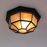 Ravi | Rustic Aluminium and Glass Outdoor Ceiling Light with IP65 Rating, E27, Two Sizes