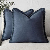 Molven | Cushion Covers Cotton Linen Frill Decorative Pillow Covers for Sofa Living Room and Bedroom