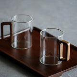 Zylen | Borosilicate Glass Mug with Walnut Wood Handle for Coffee and Tea