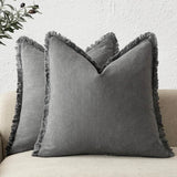Molven | Cushion Covers Cotton Linen Frill Decorative Pillow Covers for Sofa Living Room and Bedroom