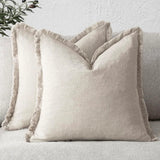 Molven | Cushion Covers Cotton Linen Frill Decorative Pillow Covers for Sofa Living Room and Bedroom