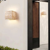 Orelina | Travertine Stone Outdoor Wall Light with Warm 3000K LED and Waterproof IP65 Exterior Design